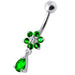 Fancy  Flower Silver Dangling With SS Belly Ring - Monster Piercing