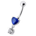 Fancy Heart Shape Jeweled Dangling Navel Ring Body Jewelry - Monster Piercing