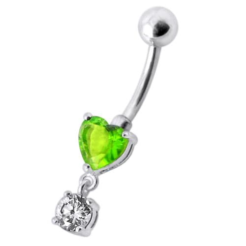 Fancy Heart Shape Jeweled Dangling Navel Ring Body Jewelry - Monster Piercing