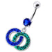 Fancy Multi Colored Stone Studded Crossed O Dangling SS Bar Belly Ring - Monster Piercing