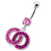 Fancy Multi Colored Stone Studded Crossed O Dangling SS Bar Belly Ring - Monster Piercing