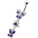 Fancy Design Multi Jeweled Dangling SS Bar Navel Ring - Monster Piercing