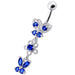 Fancy Design Multi Jeweled Dangling SS Bar Navel Ring - Monster Piercing