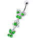 Fancy Design Multi Jeweled Dangling SS Bar Navel Ring - Monster Piercing