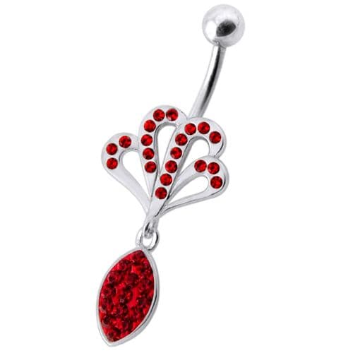 Fancy Jeweled Rasta colored belly ring with dangling pot - Monster Piercing