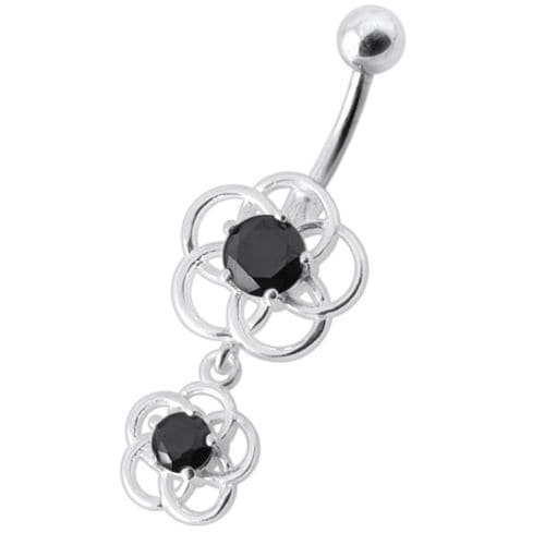 Fancy Classic Dangling Curved Navel Ring Body Jewelry - Monster Piercing