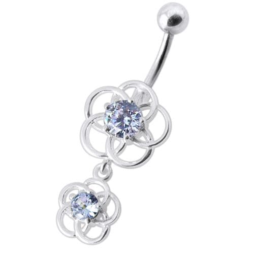 Fancy Classic Dangling Curved Navel Ring Body Jewelry - Monster Piercing