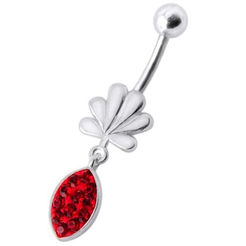 Fancy Jeweled Leave Shape  Dangling Belly Ring - Monster Piercing