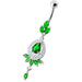 Fancy stone centered Jewel Dangling SS Bar Belly Ring - Monster Piercing