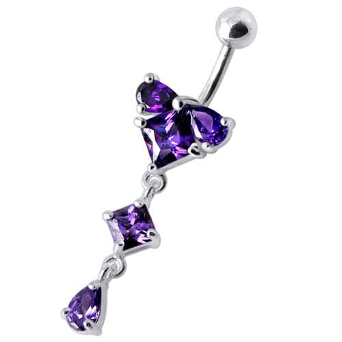 fashionable Jeweled Dangling With SS Bar Navel Body Jewelry Ring - Monster Piercing