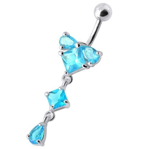 fashionable Jeweled Dangling With SS Bar Navel Body Jewelry Ring - Monster Piercing