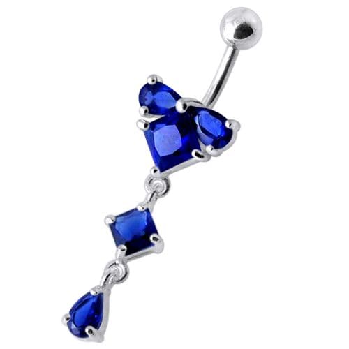 fashionable Jeweled Dangling With SS Bar Navel Body Jewelry Ring - Monster Piercing