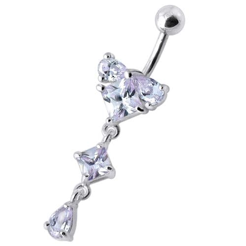 fashionable Jeweled Dangling With SS Bar Navel Body Jewelry Ring - Monster Piercing