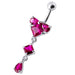 fashionable Jeweled Dangling With SS Bar Navel Body Jewelry Ring - Monster Piercing