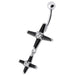 Fancy Double Cross Jeweled Silver Dangling With SS Bar Belly Ring - Monster Piercing