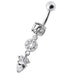 Fancy Multi Stone Jeweled "O" Pear" Dangling SS Bar Navel Body Jewelry Ring - Monster Piercing