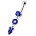 Fancy Multi Stone Jeweled "O" Pear" Dangling SS Bar Navel Body Jewelry Ring - Monster Piercing