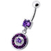 Fancy Round Multi Stone Studded Jeweled Dangling Belly Body Ring - Monster Piercing