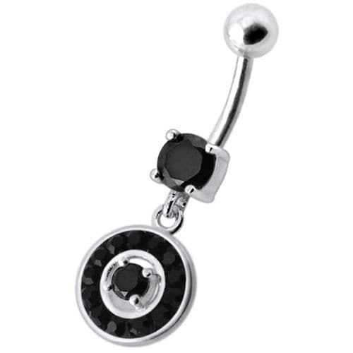 Fancy Round Multi Stone Studded Jeweled Dangling Belly Body Ring - Monster Piercing