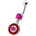 Fancy Round Multi Stone Studded Jeweled Dangling Belly Body Ring - Monster Piercing