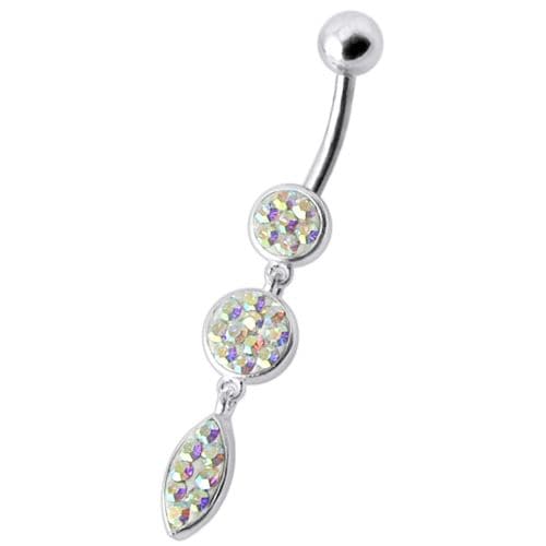 Fancy Pressure Setting  Jeweled Dangling Belly Ring - Monster Piercing