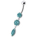 Fancy Pressure Setting  Jeweled Dangling Belly Ring - Monster Piercing