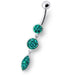 Fancy Pressure Setting  Jeweled Dangling Belly Ring - Monster Piercing