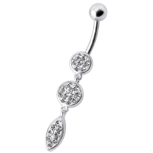 Fancy Pressure Setting  Jeweled Dangling Belly Ring - Monster Piercing