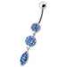 Fancy Pressure Setting  Jeweled Dangling Belly Ring - Monster Piercing