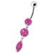 Fancy Pressure Setting  Jeweled Dangling Belly Ring - Monster Piercing