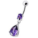 Fancy Tear Drop Jeweled Dangling Navel Ring - Monster Piercing