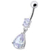 Fancy Tear Drop Jeweled Dangling Navel Ring - Monster Piercing