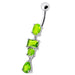 Fancy Studded Dangling Body Jewelry Curved Belly Ring - Monster Piercing