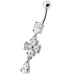 Silver Fancy  Flower Dangling Bdy Jewelry SS Bar Belly Ring - Monster Piercing