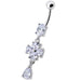 Silver Fancy  Flower Dangling Bdy Jewelry SS Bar Belly Ring - Monster Piercing