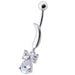 Silver Jeweled Bow Design Navel Ring Body Jewelry - Monster Piercing