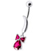 Silver Jeweled Bow Design Navel Ring Body Jewelry - Monster Piercing