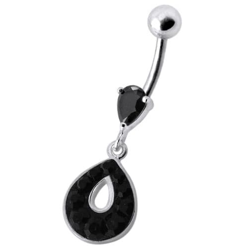 Fancy  Jeweled Pear Shape Dangling Navel Ring - Monster Piercing