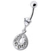 Fancy  Jeweled Pear Shape Dangling Navel Ring - Monster Piercing