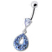 Fancy  Jeweled Pear Shape Dangling Navel Ring - Monster Piercing