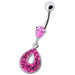 Fancy  Jeweled Pear Shape Dangling Navel Ring - Monster Piercing