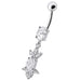 Fancy  Jeweled Dangling 316L SS Bar Belly Ring - Monster Piercing