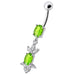 Fancy  Jeweled Dangling 316L SS Bar Belly Ring - Monster Piercing