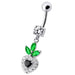 Fancy White Jeweled With Heart Dangling Belly Ring - Monster Piercing