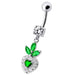 Fancy White Jeweled With Heart Dangling Belly Ring - Monster Piercing