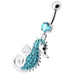 Multi Jeweled Sea Horse Dangling Belly Ring - Monster Piercing