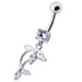 Jeweled Dolphin Dangling Navel Banana Ring - Monster Piercing