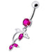 Jeweled Dolphin Dangling Navel Banana Ring - Monster Piercing