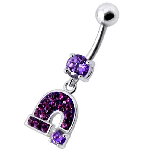 Silver Fancy  Horseshoe Dangling Belly Ring - Monster Piercing