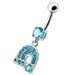 Silver Fancy  Horseshoe Dangling Belly Ring - Monster Piercing